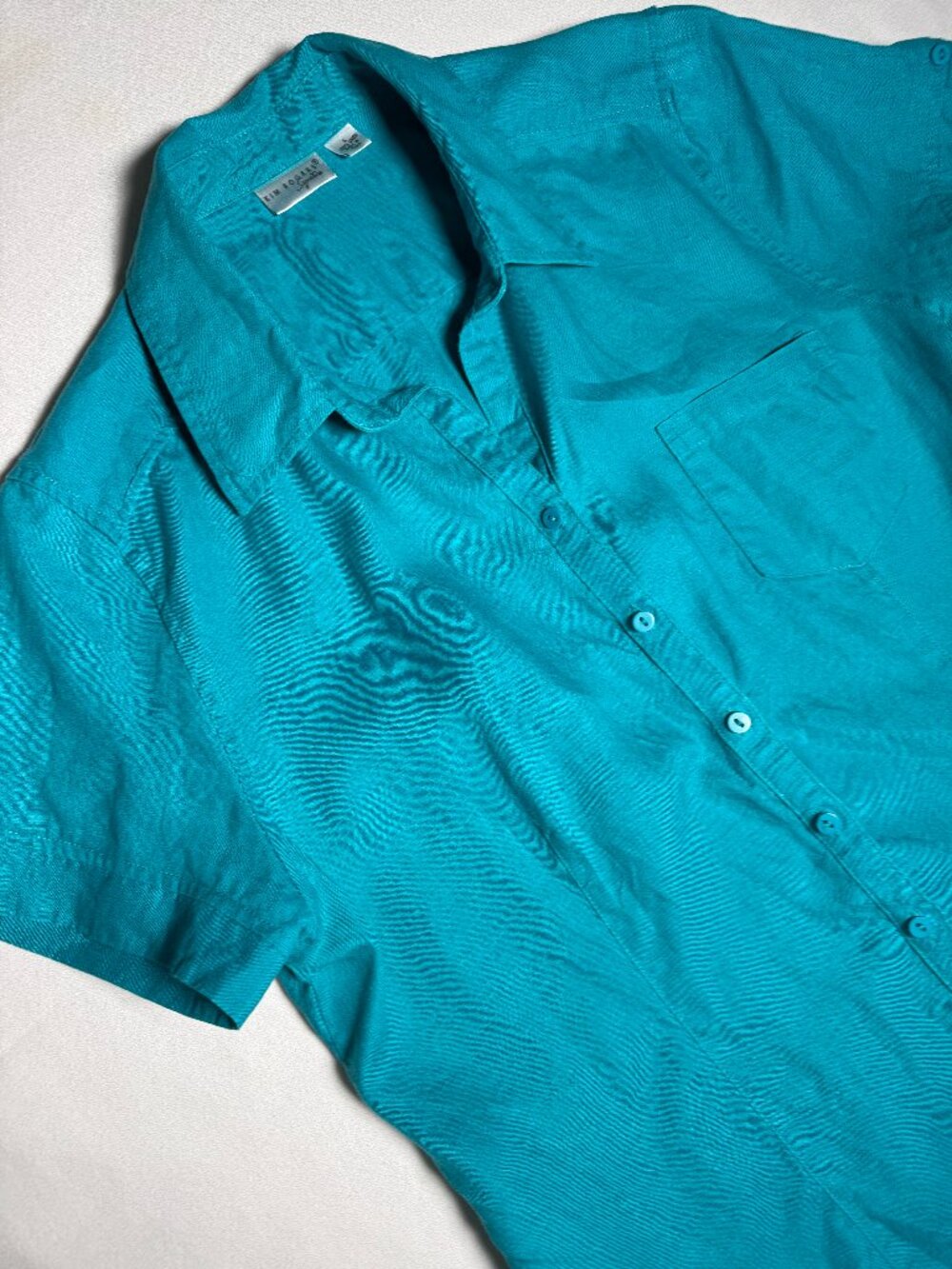 Kim Rogers Signature Women's Linen Top Size L Short Sleeves Button-up